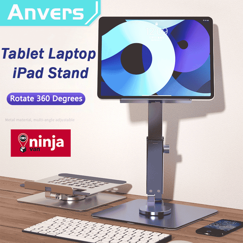 New Tablet Stand Desk Riser 360 Rotation MultiAngle Height Adjustable